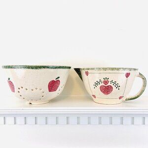 Vintage Teamson 1997 Pouring Pitcher Bowl and Matching Bowl Set ~ Country Apples